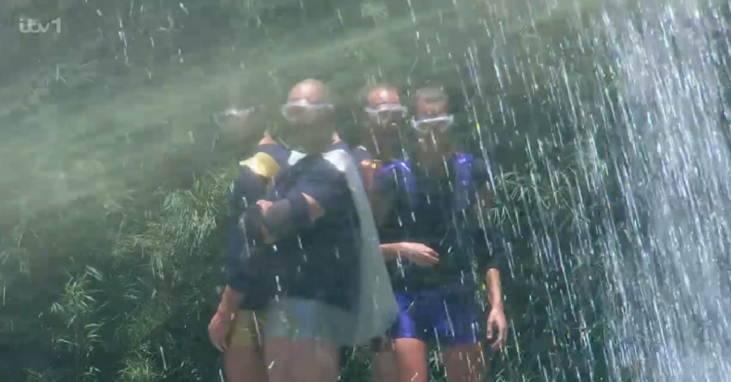 The I'm A Celebrity campmates during the Cyclone tonight