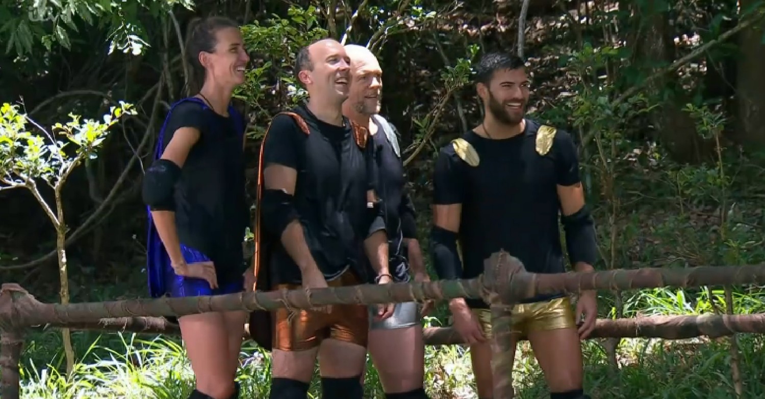 The I'm A Celebrity campmates during the Cyclone tonight