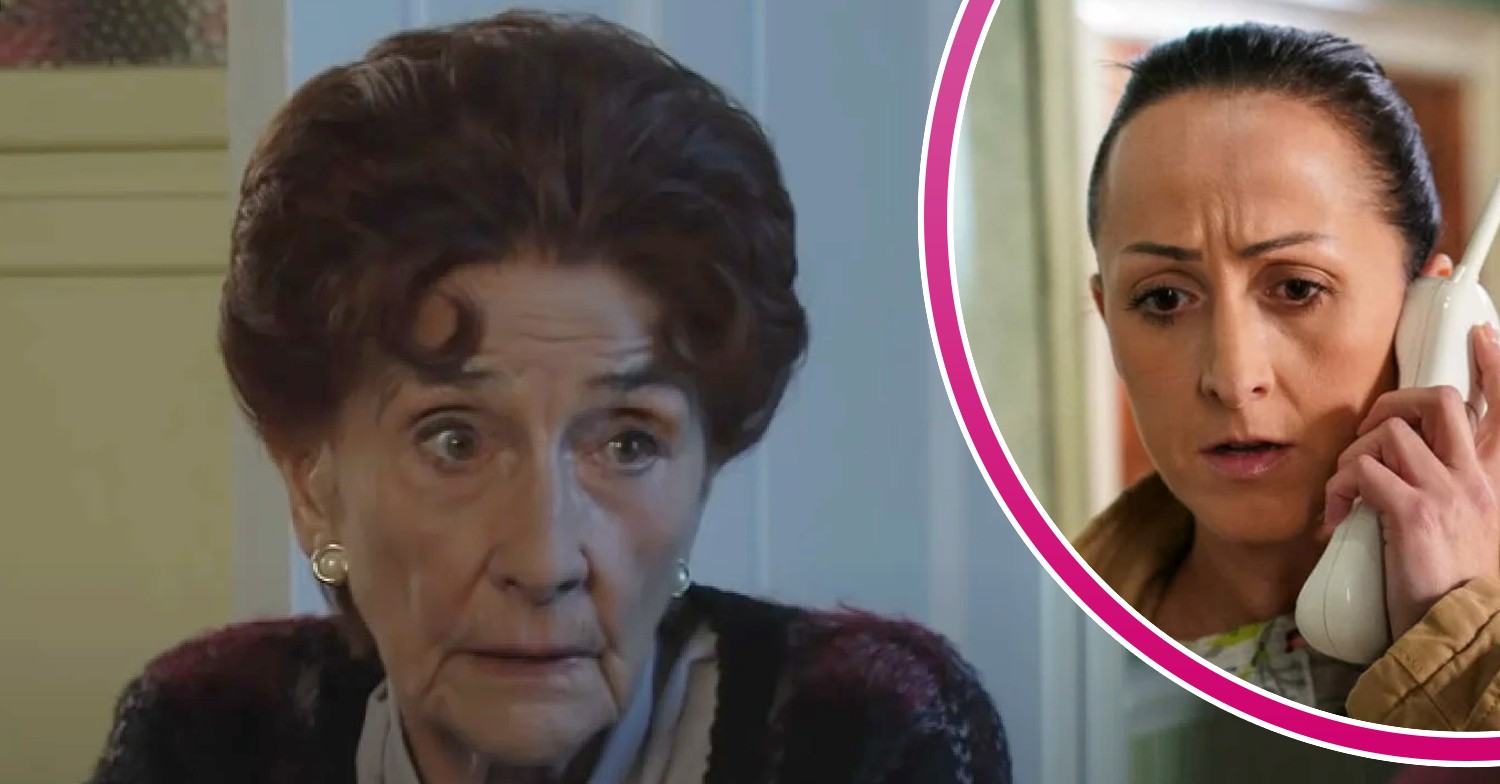 EastEnders' Dot Branning and Sonia Fowler, who is on the phone