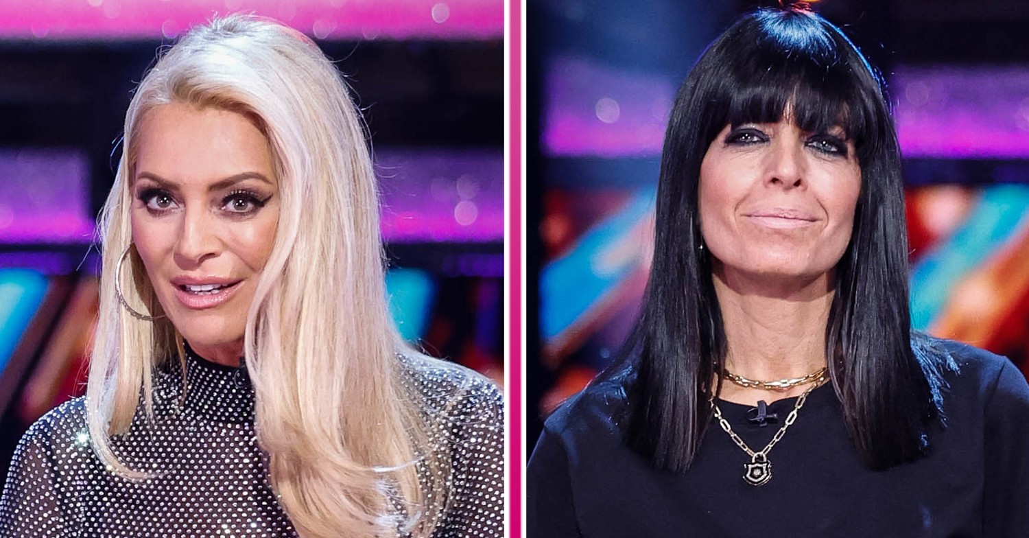 Tess Daly and Claudia Winkleman smile at the Strictly camera