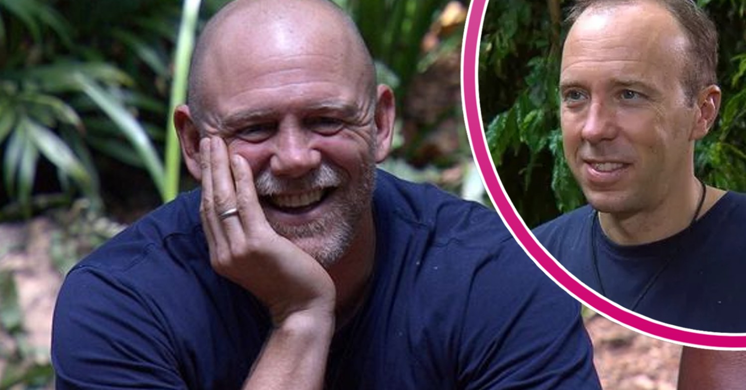 Matt Hancock and Mike Tindall smiling on I'm A Celeb