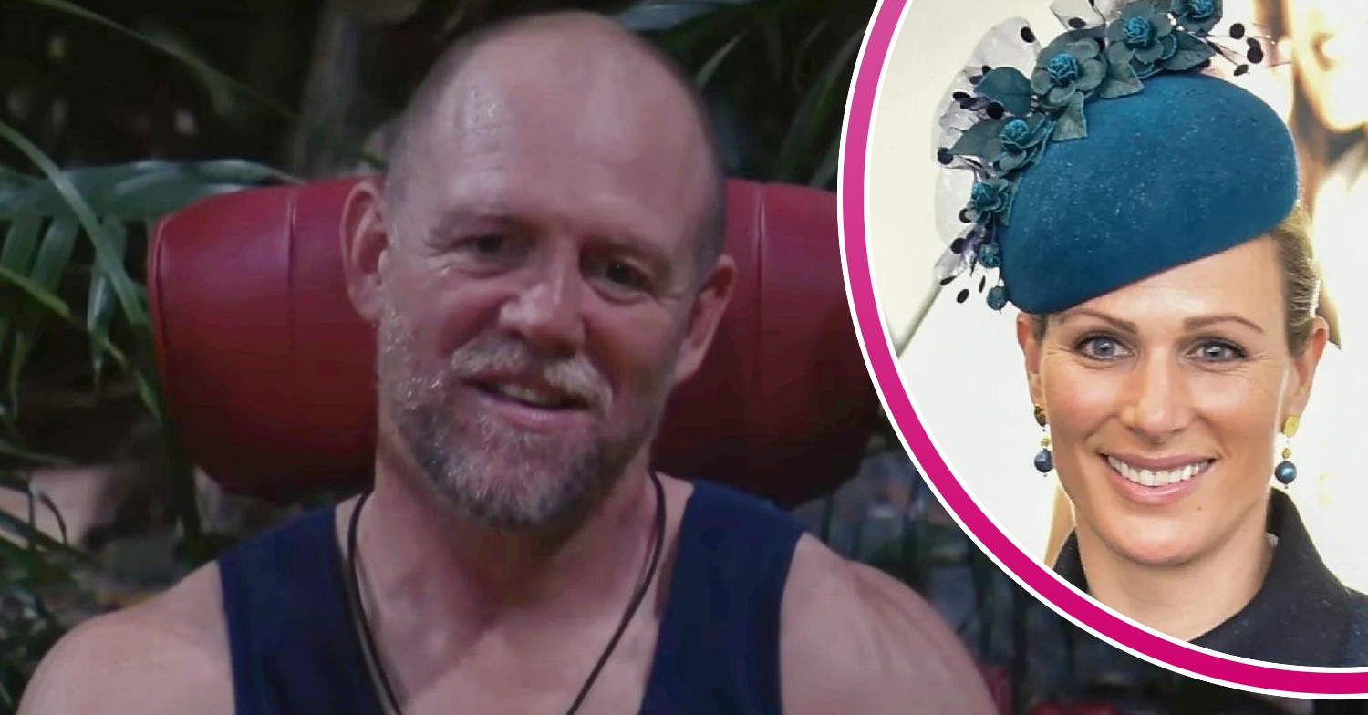 Mike Tindall in jungle on I'm A Celeb 2022 , Zara Tindall smiling at event