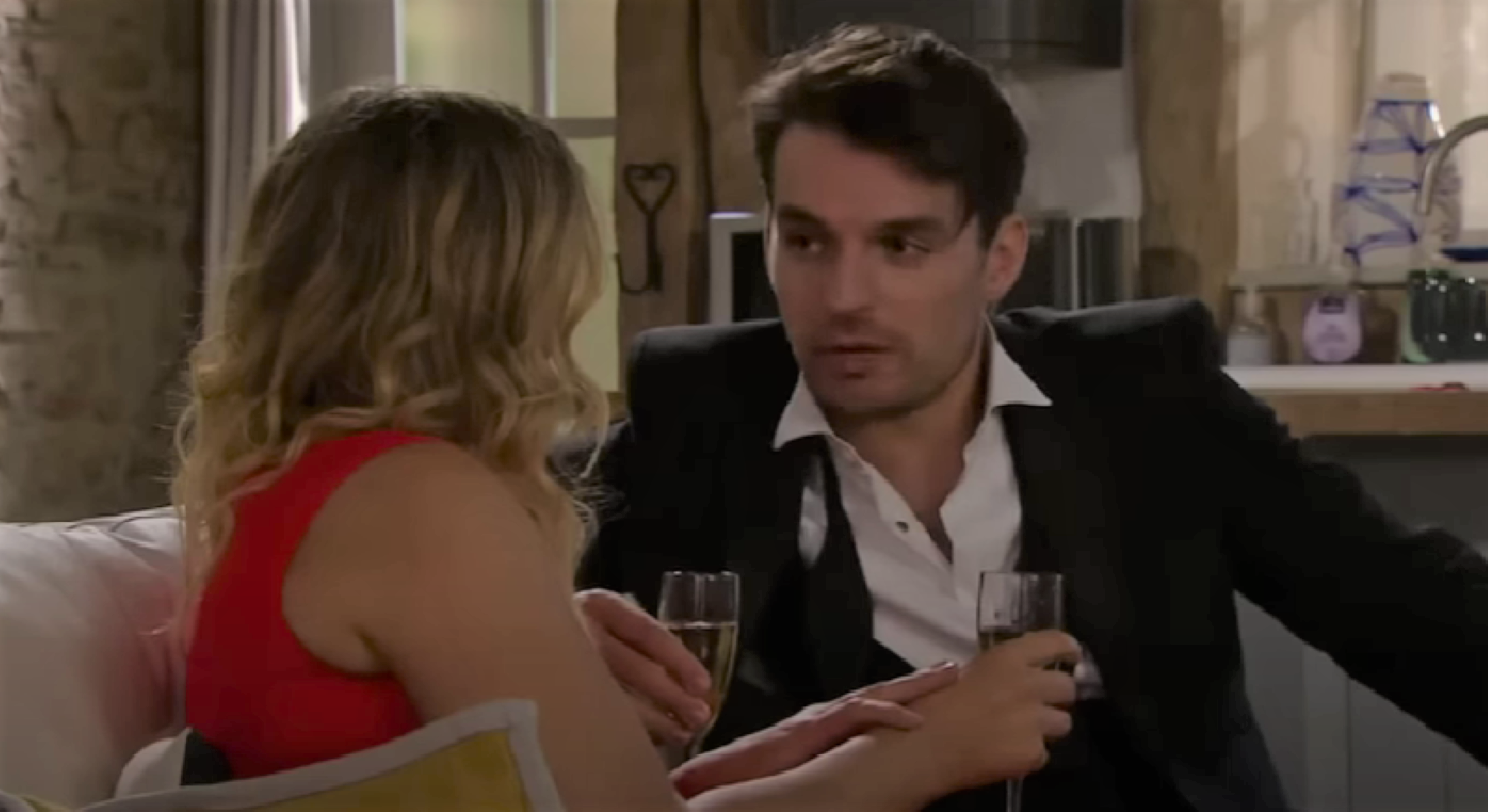 Mack looks lovingly at Charity in Emmerdale