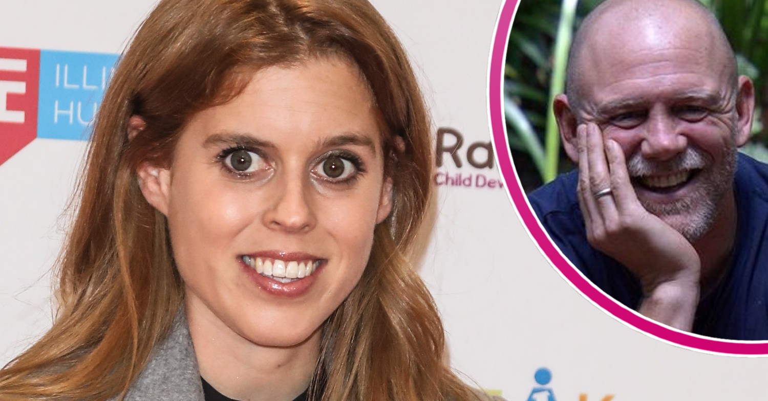 Princess Beatrice smiling and Mike Tindall on I'm A Celeb