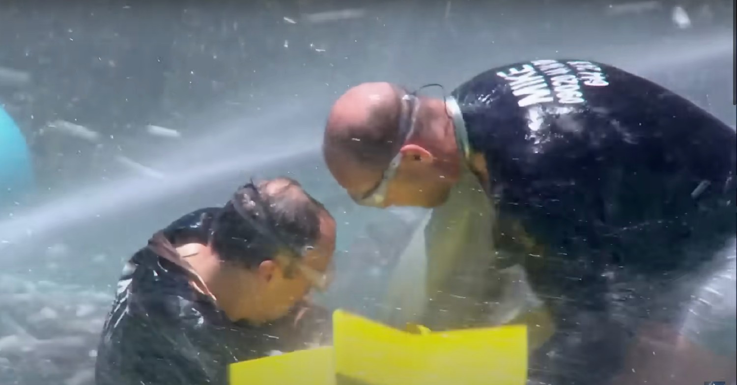 Matt Hancock and Mike Tindall during cyclone challenge on I'm A Celeb 2022 