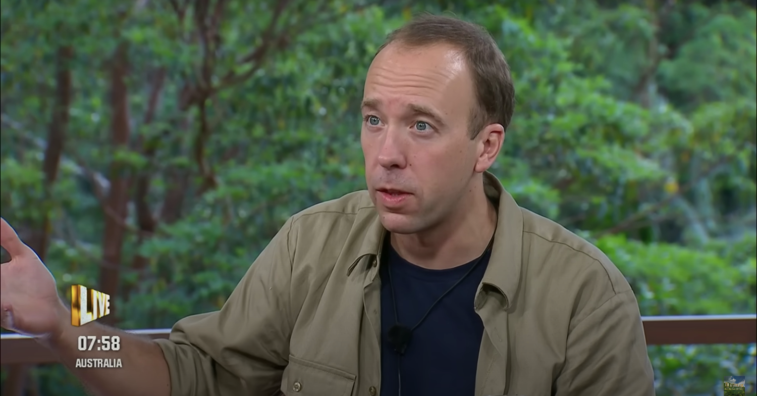 Matt Hancock talking on I'm A Celebrity