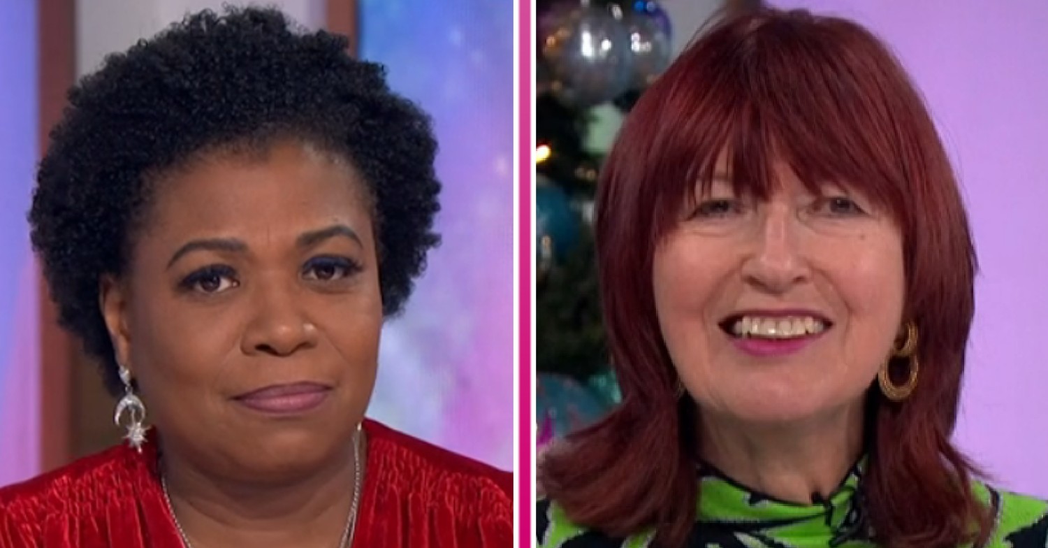Brenda Edwards and Janet Street-Porter looking at the camera on Loose Women today