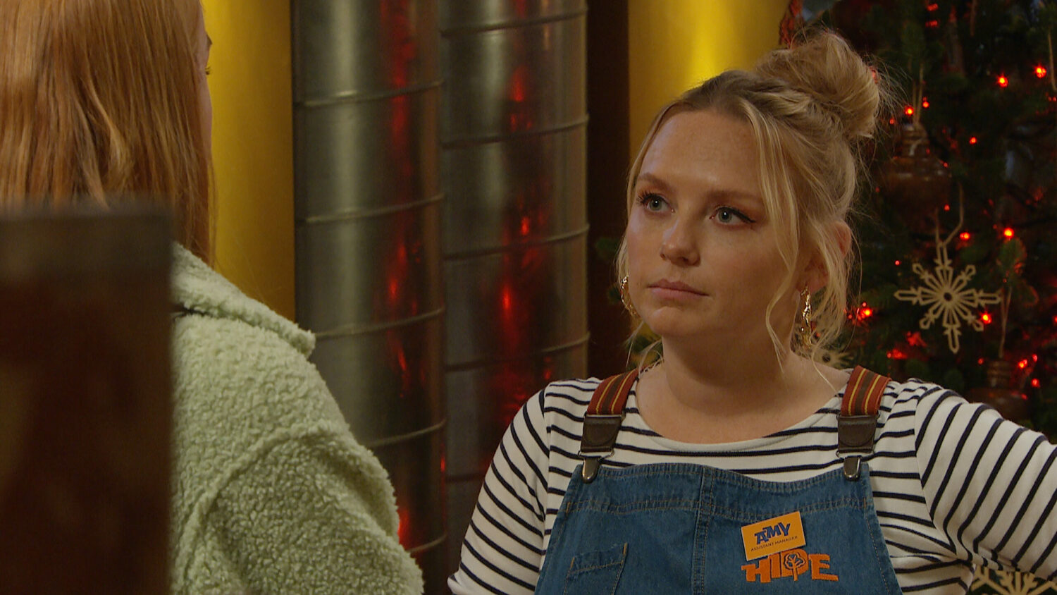 Amy Wyatt looks at Chloe Harris in an annoyed manner