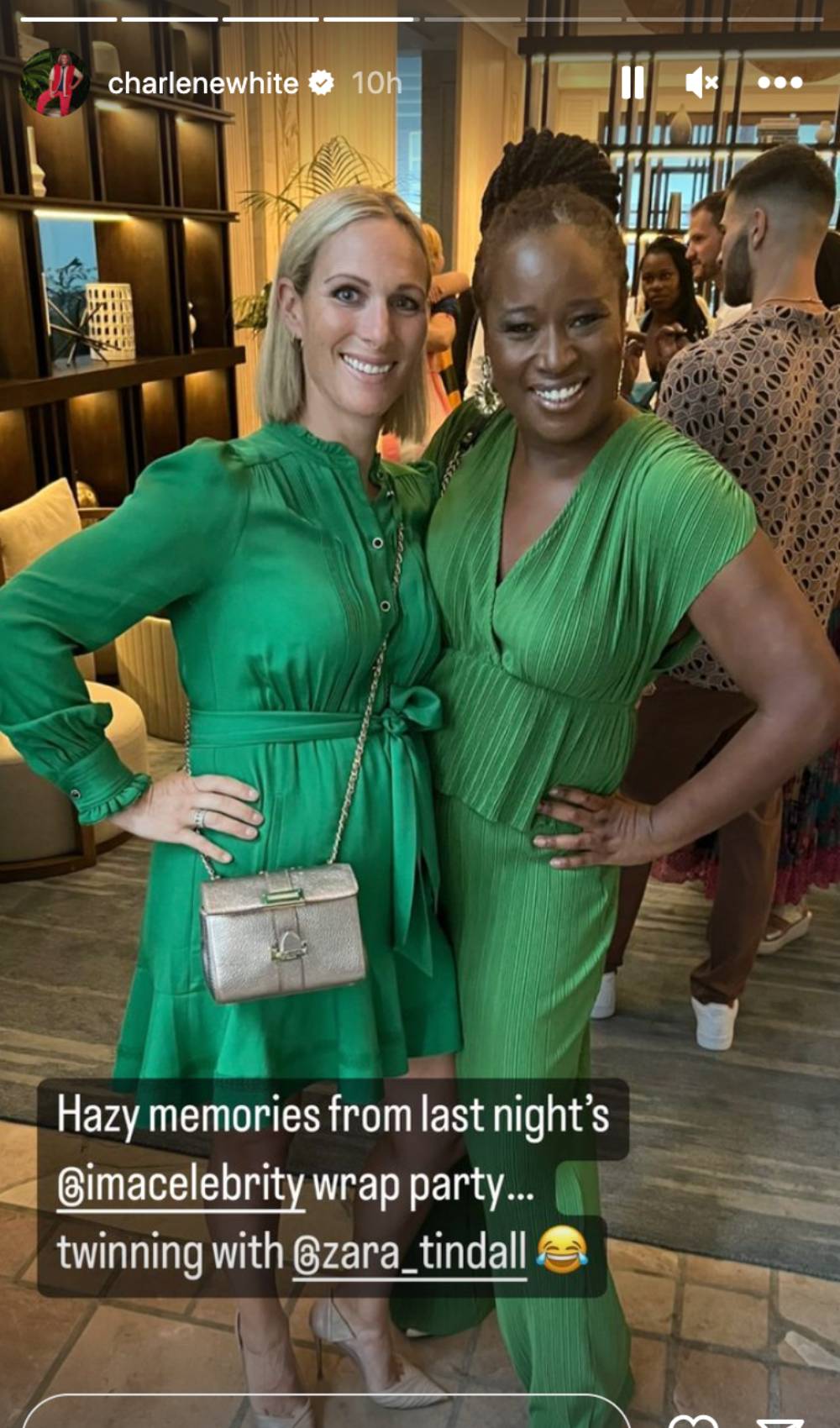 Zara Tindall poses with Charlene White for Instagram.
