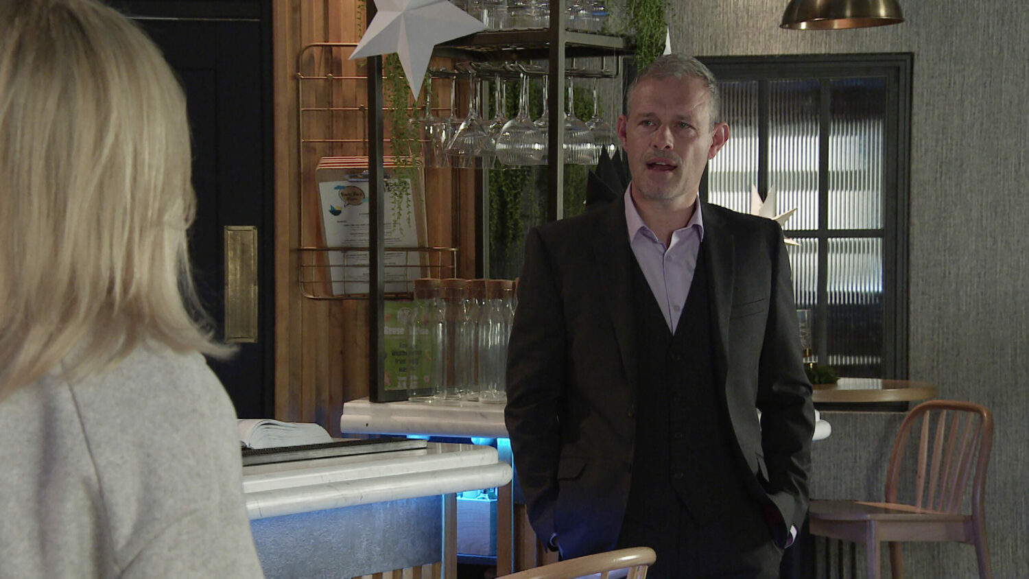 Nick looks ambushed as he tries to explain himself to Leanne in Coronation Street