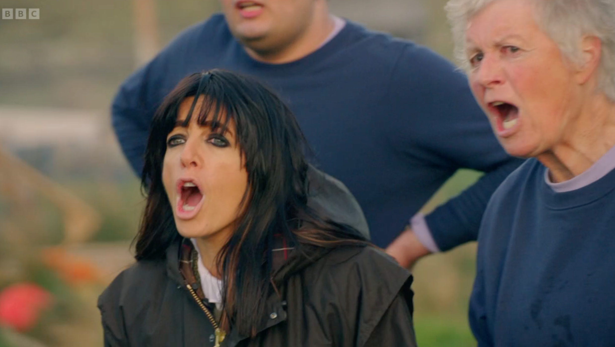 Claudia Winkleman shouting on The Traitors