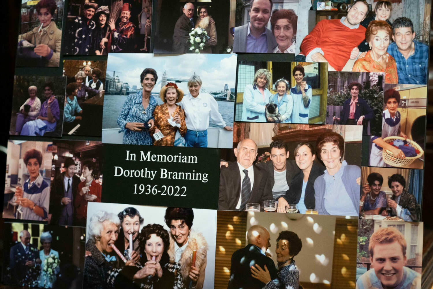 A photoboard showing Dot Branning and her loved ones in EastEnders