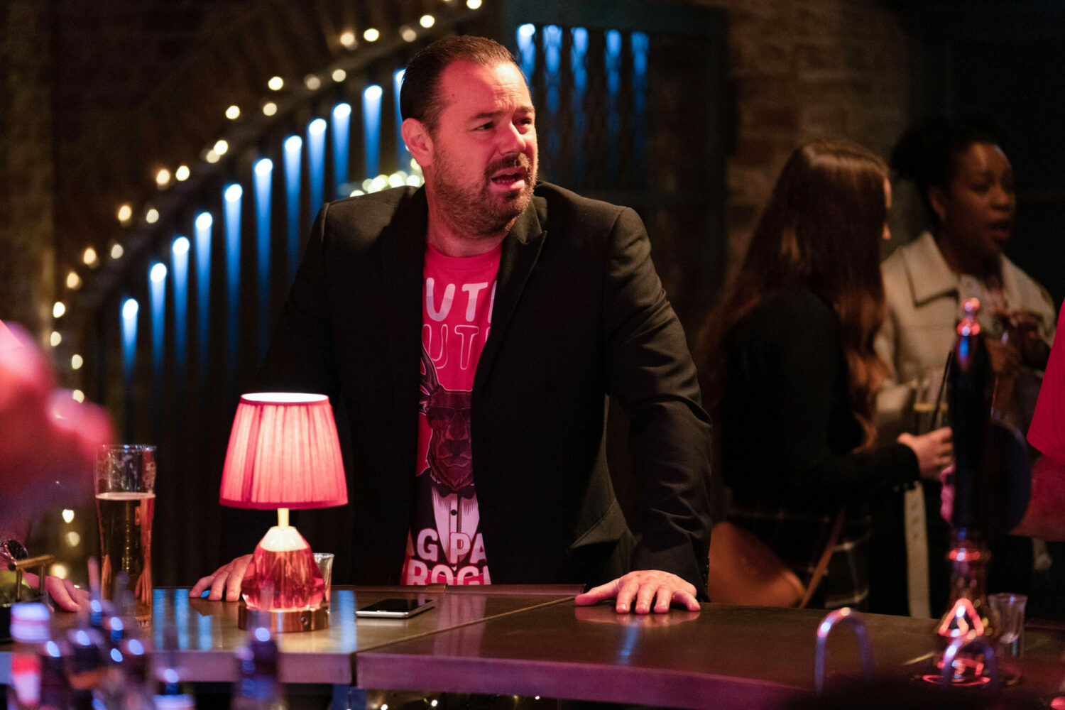 Mick Carter looking upset in Peggy's in EastEnders