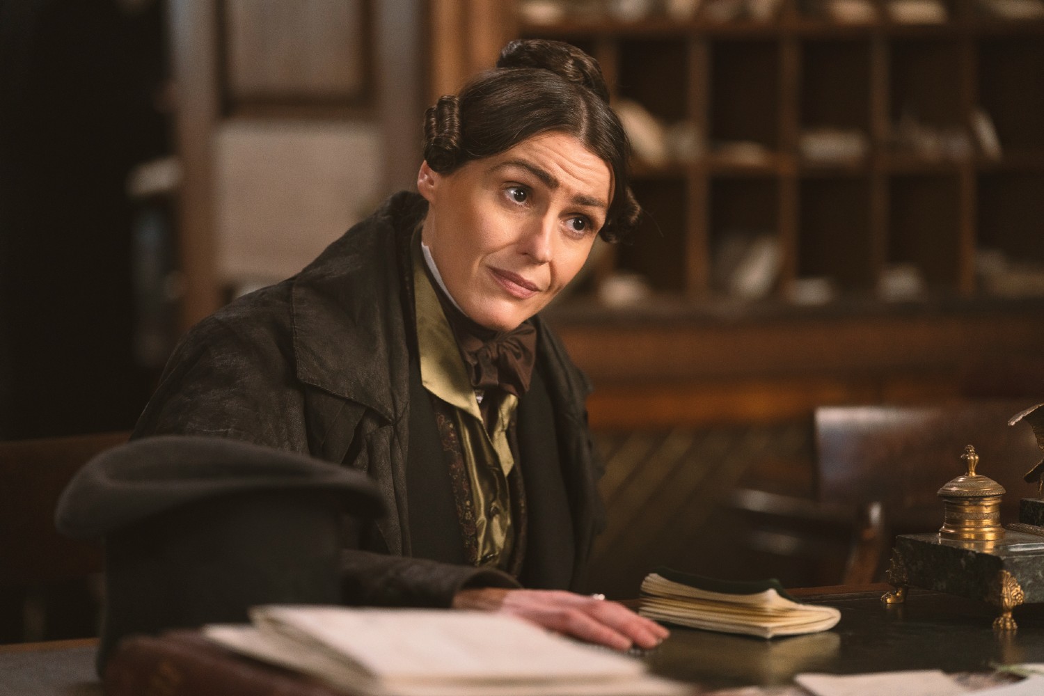 Suranne Jones smiling in Gentleman Jack