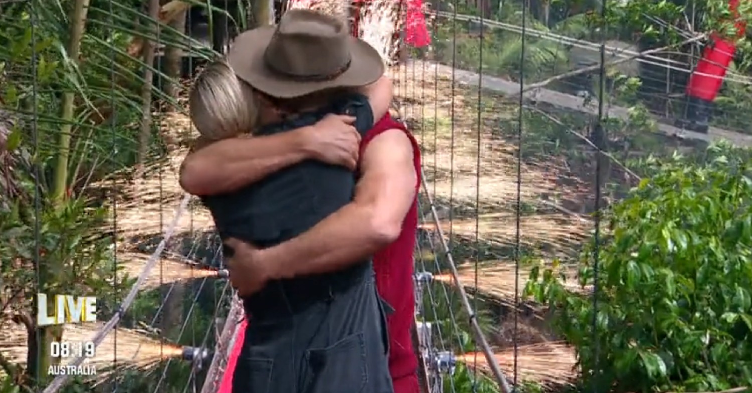 Zara Tindall and Mike Tindall hugging on I'm A Celeb 2022 