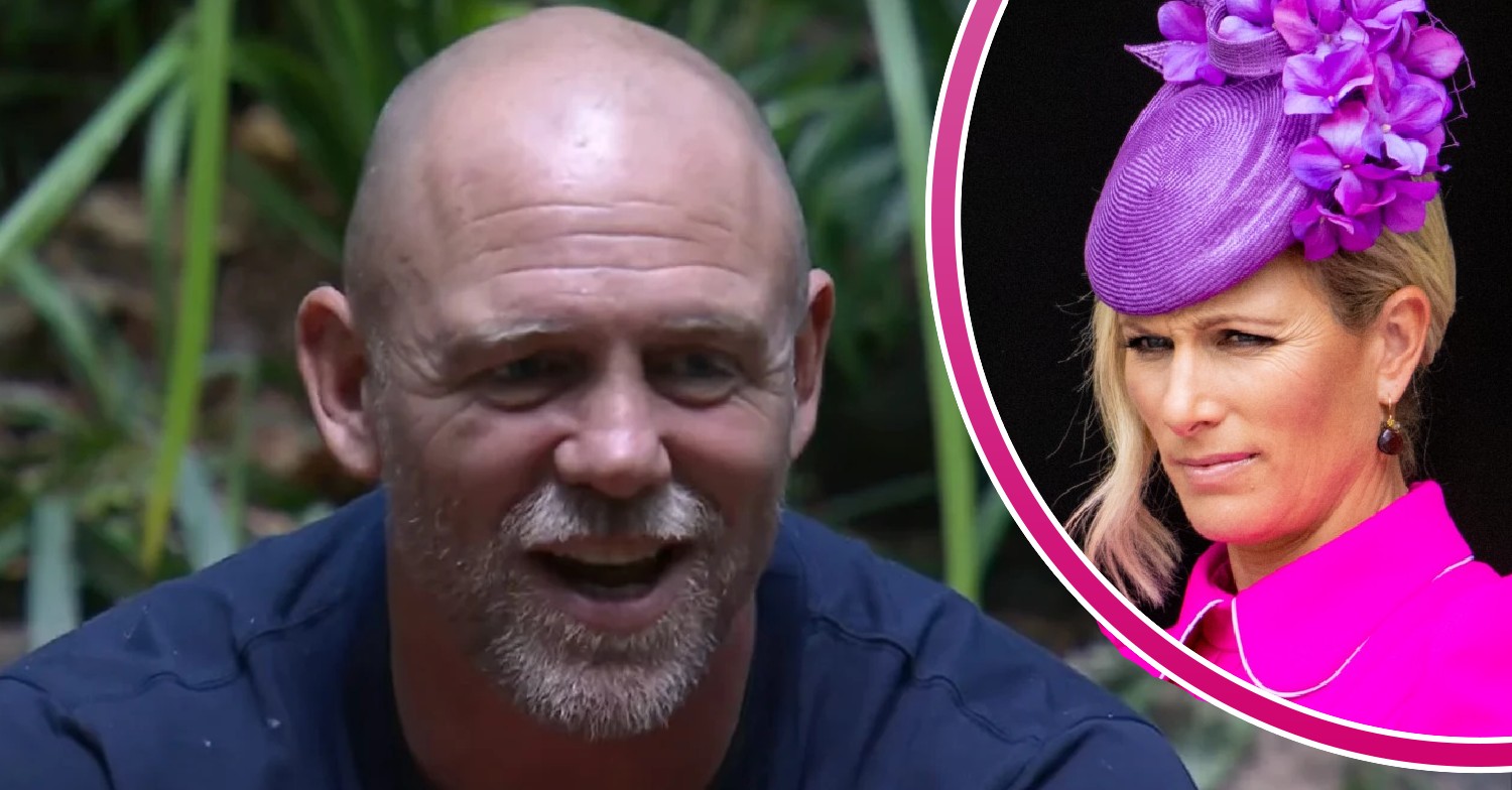 I'm A Celeb 2022 star Mike Tindall laughing in the jungle, Zara Tindall in pink