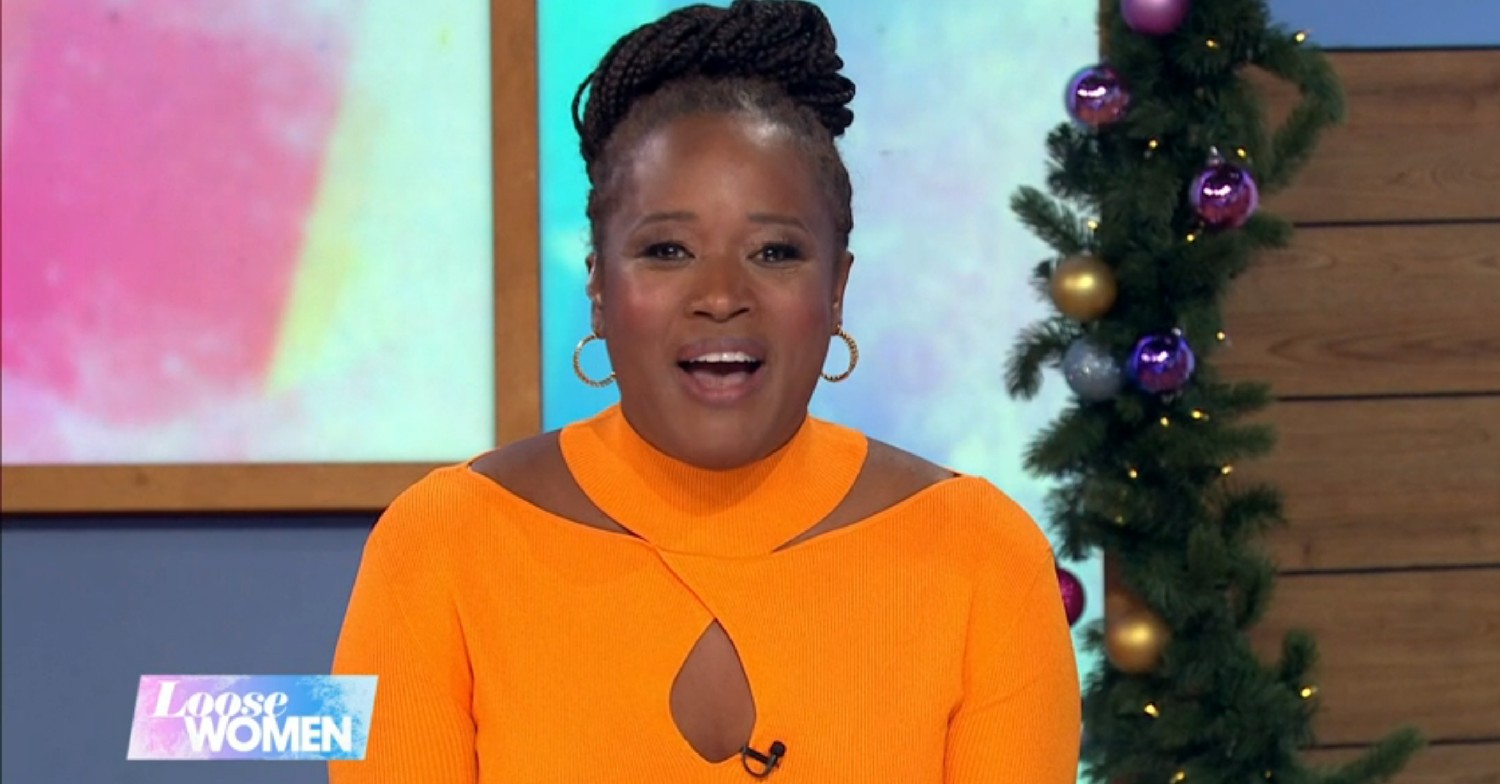 I'm A Celebrity 2022 star Charlene White wearing an orange dress on Loose Women today 