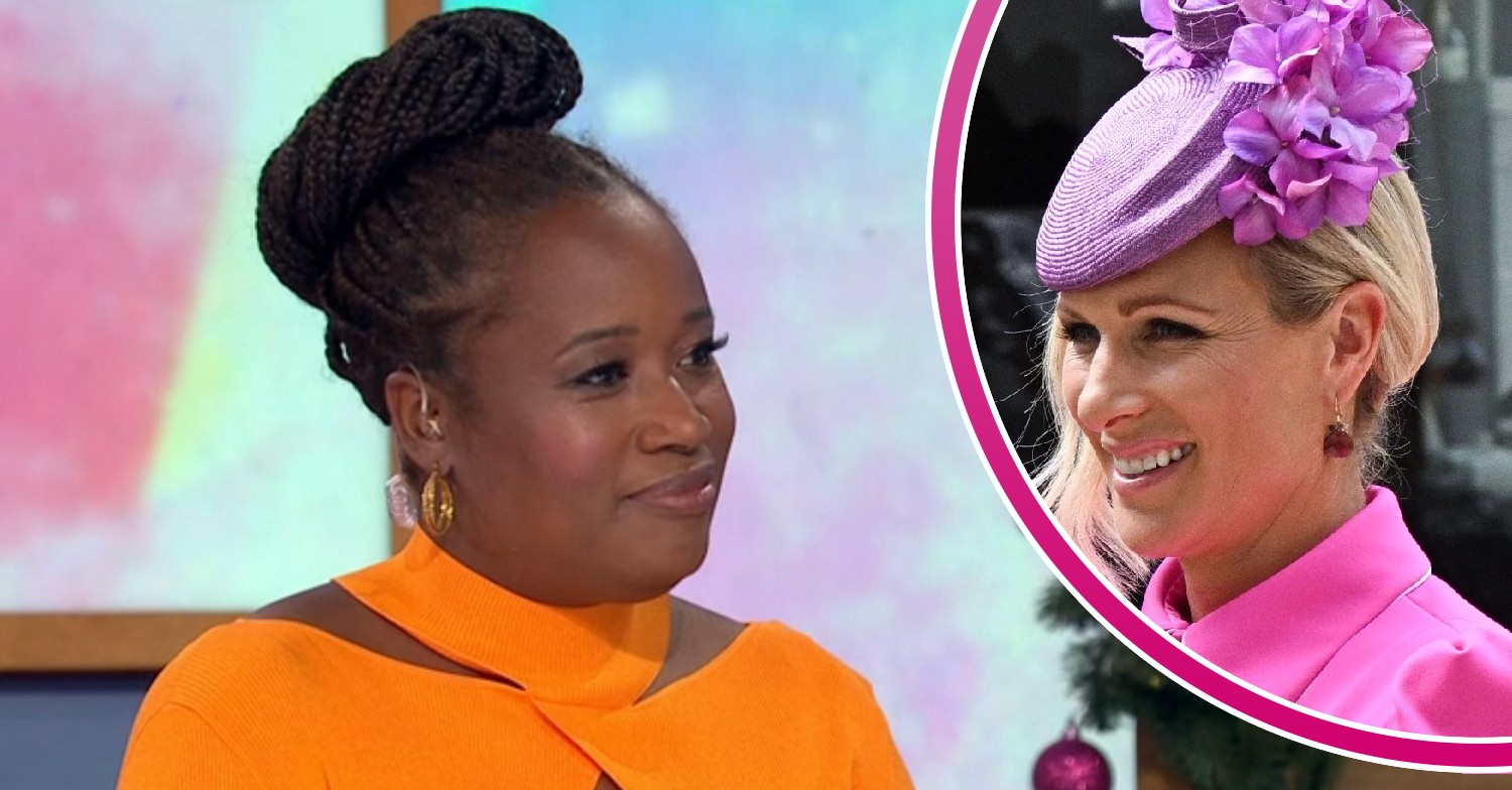 I'm A Celebrity 2022 star Charlene White on Loose Women today, Zara Tindall smiling in pink