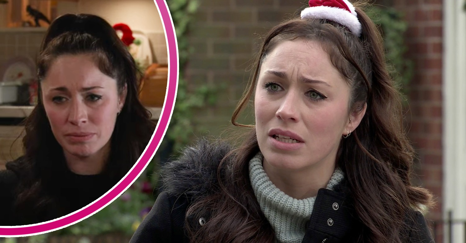 Shona looking worried and upset in Coronation Street
