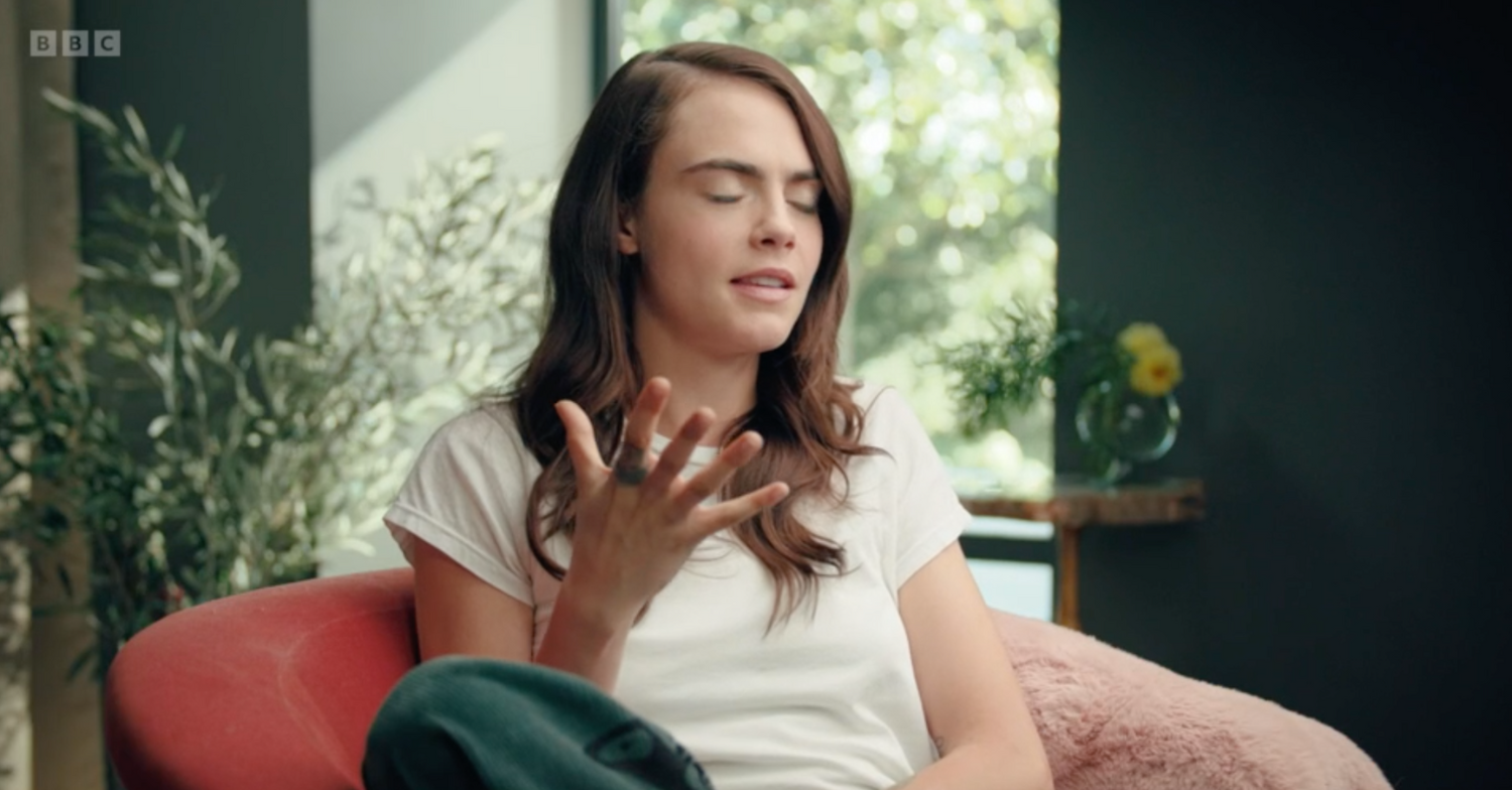 Cara Delevingne talking