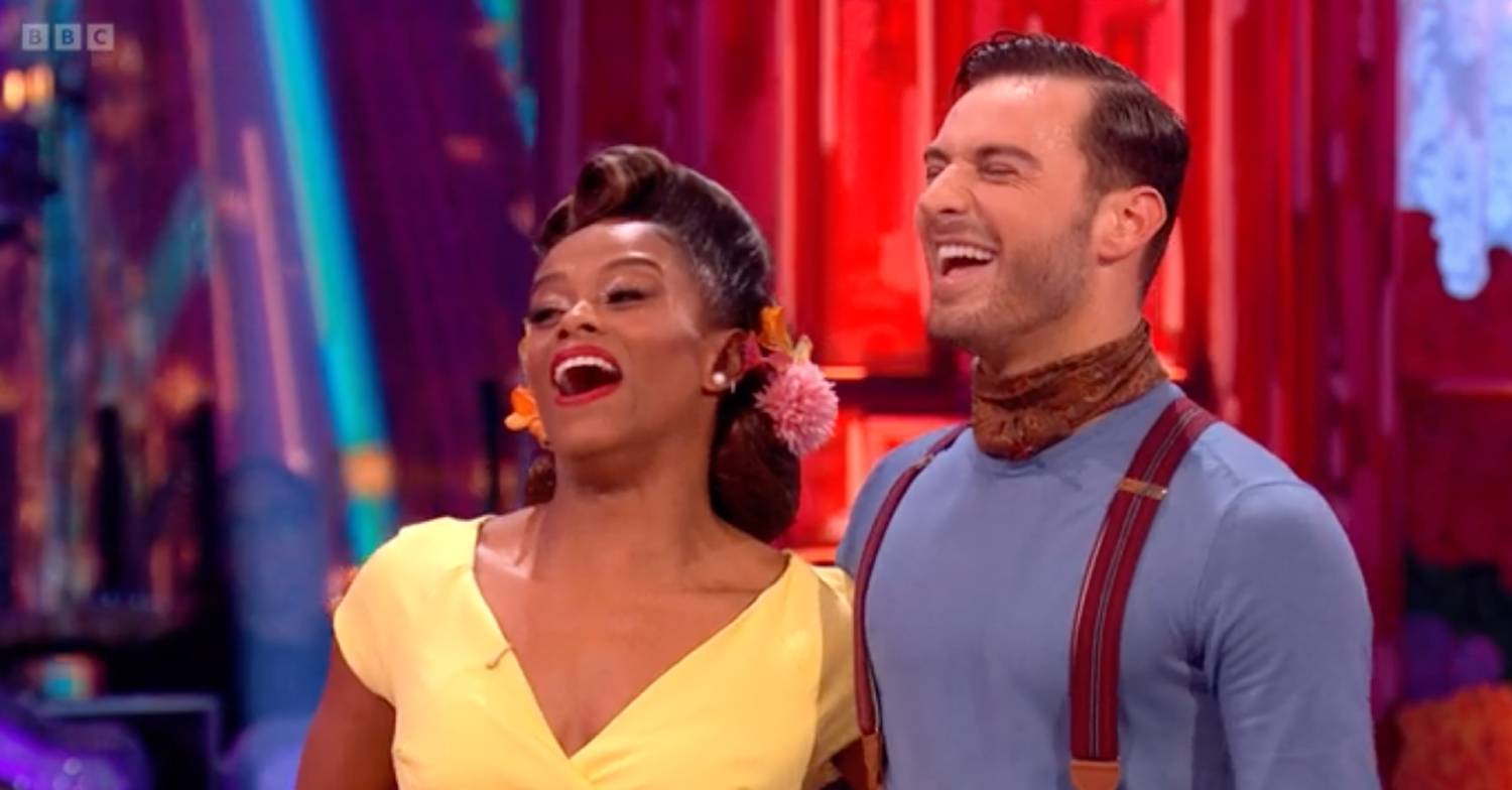 Fleur East laughs on Strictly