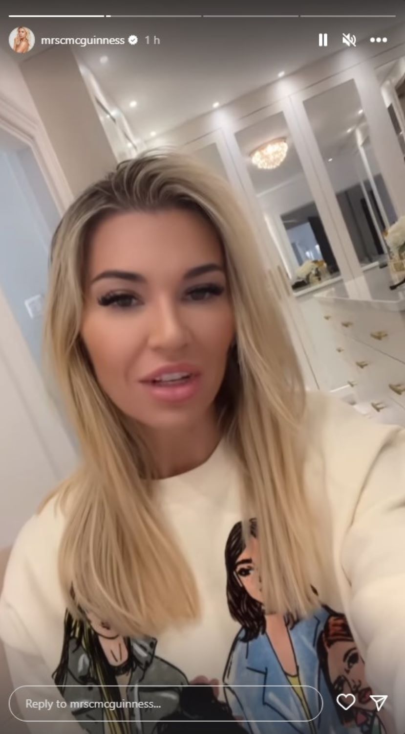 Christine McGuinness talks to her Instagram Stories camera