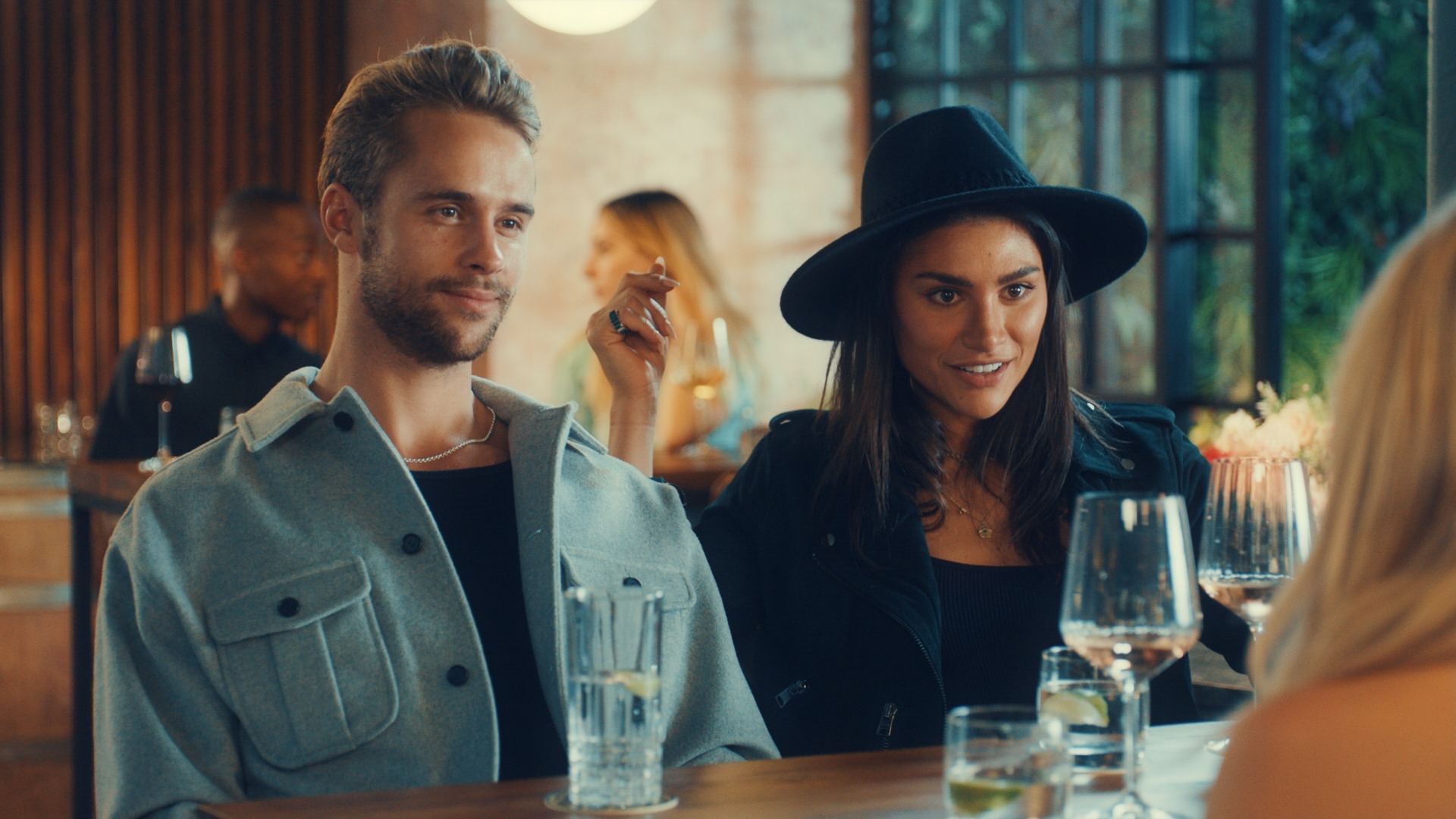 Julius and Georgia smiling in Made In Chelsea