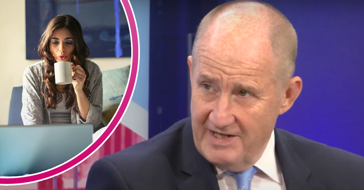 Minister speaking on GB News and woman working from home