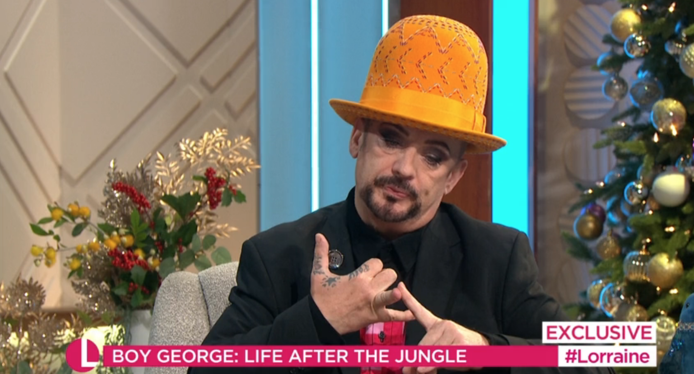 Boy George in a hat on Lorraine
