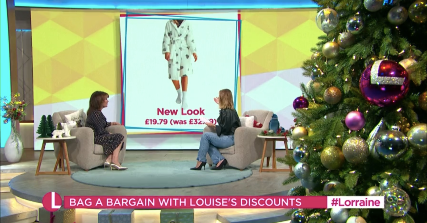 Louise Redknapp and Lorraine with the dressing gown in the background