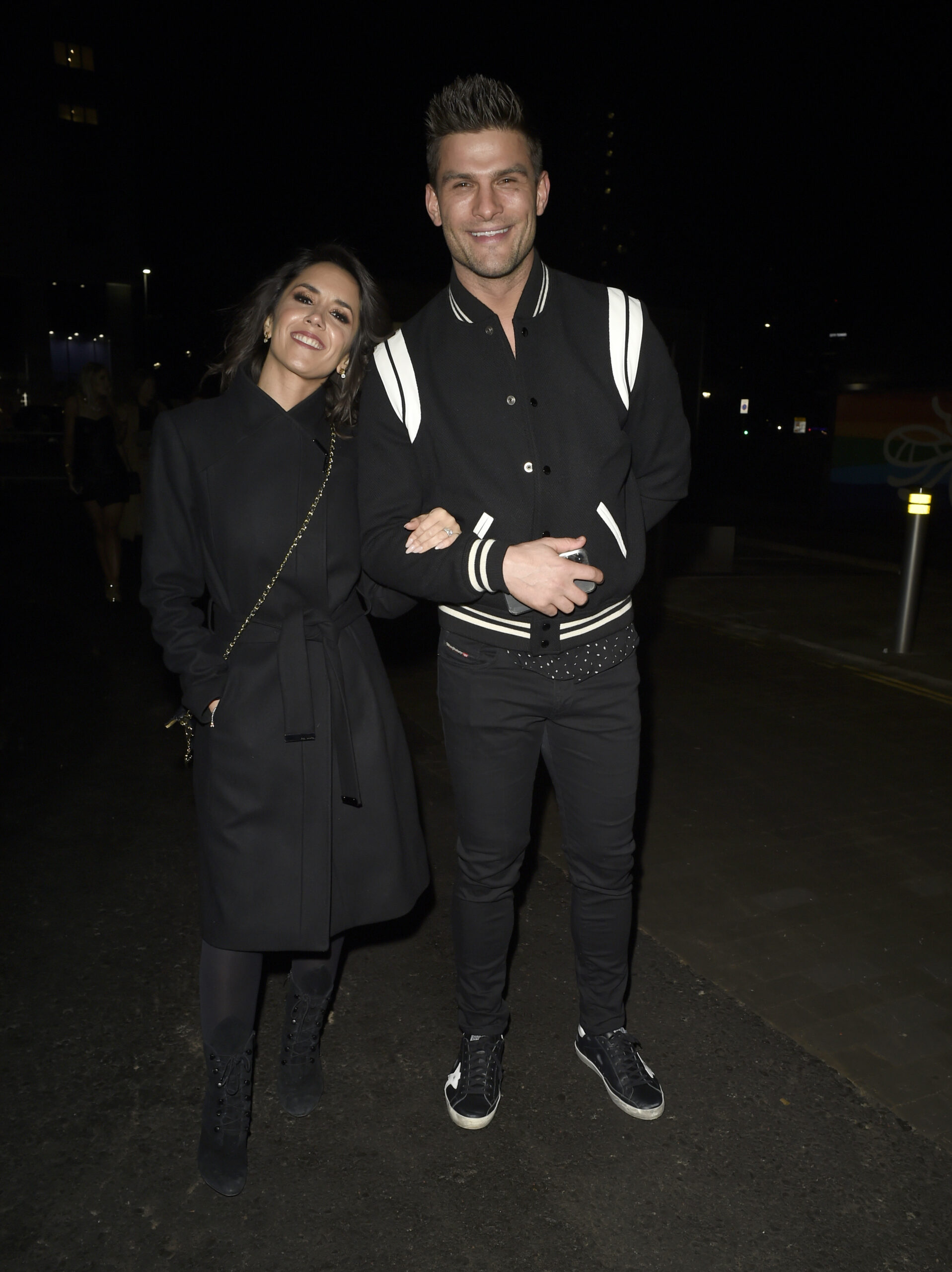 Janette Manrara smiling with husband Aljaz on night out