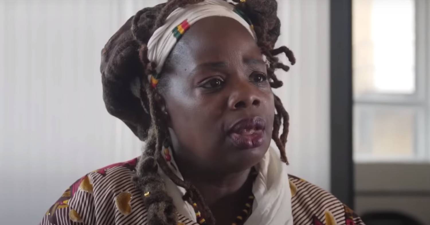 Ngozi Fulani speaks to a reporter