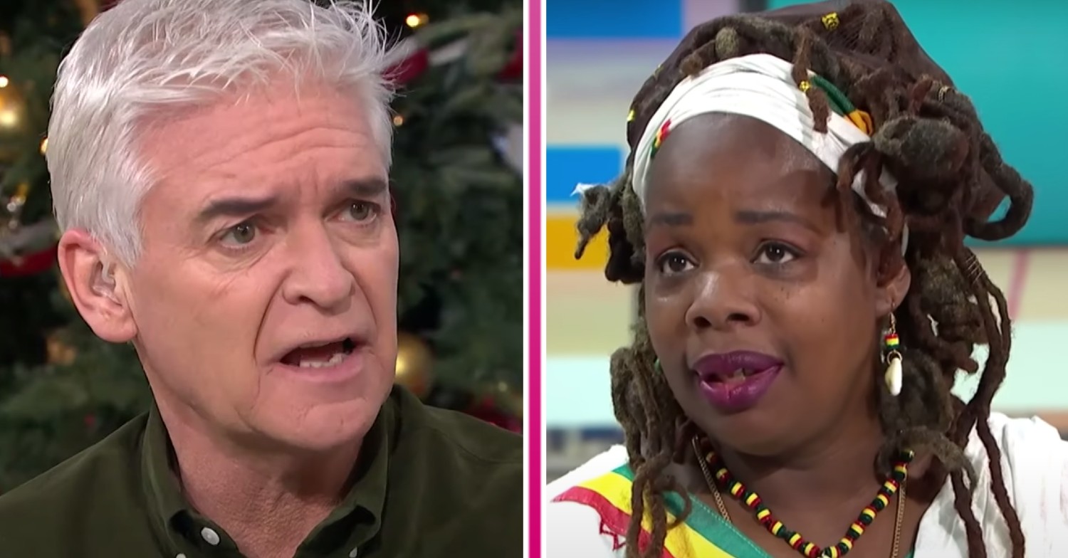 Phillip Schofield looks shocked, Ngozi Fulani looks upwards