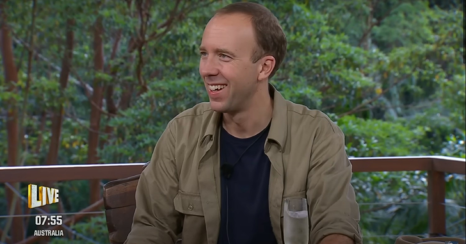 Matt Hancock smiling on I'm A Celebrity