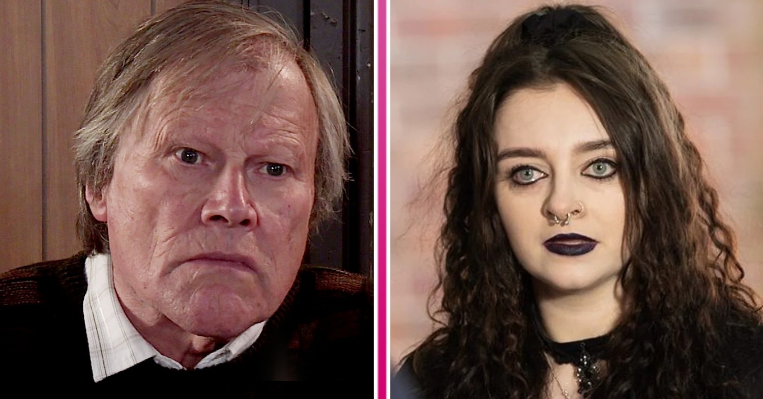 Roy and Nina looking worried on Coronation Street