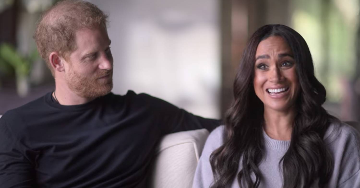Prince Harry looks at Meghan in 'Harry and Meghan' on Netflix