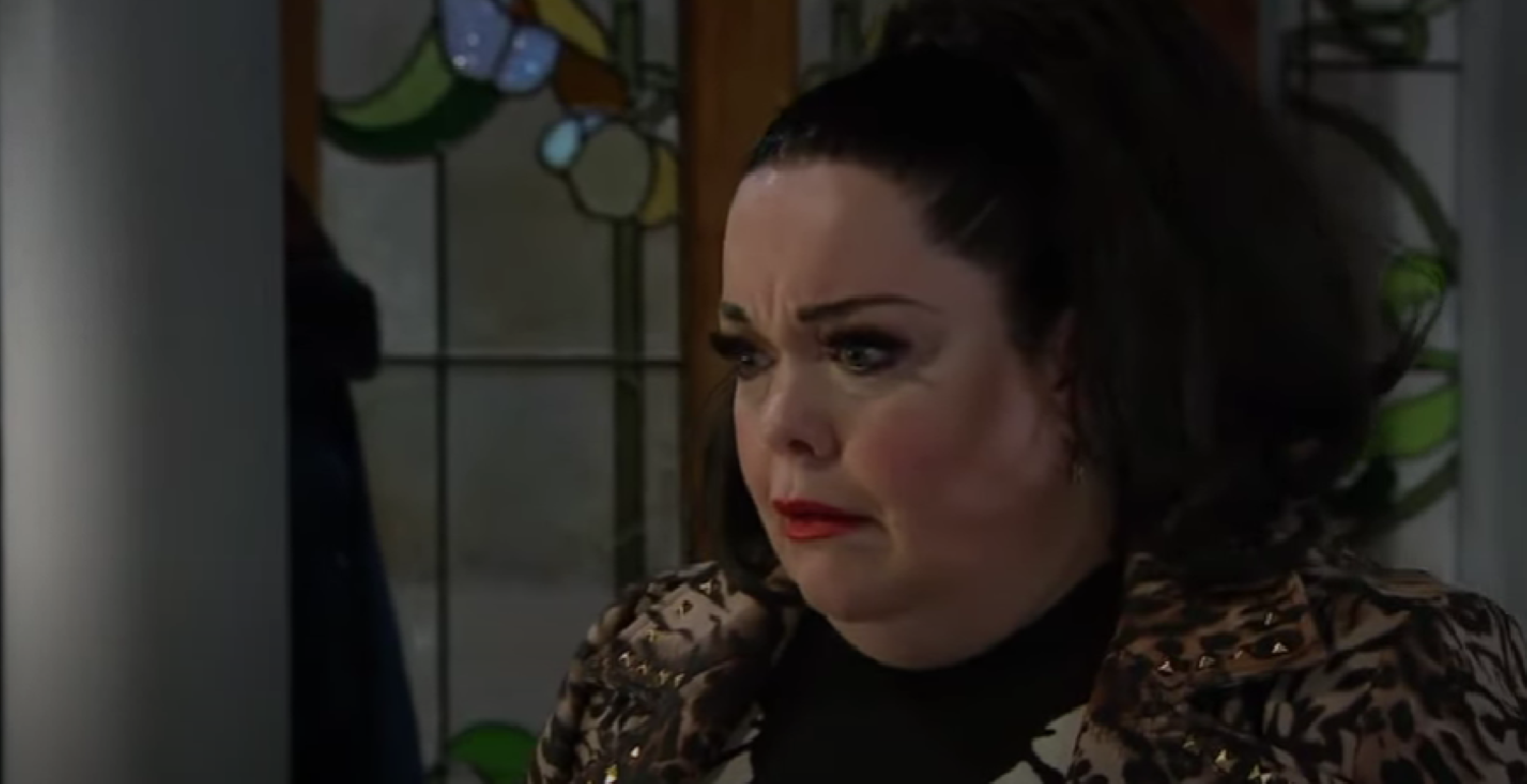 Mandy Dingle looking horrified in Emmerdale