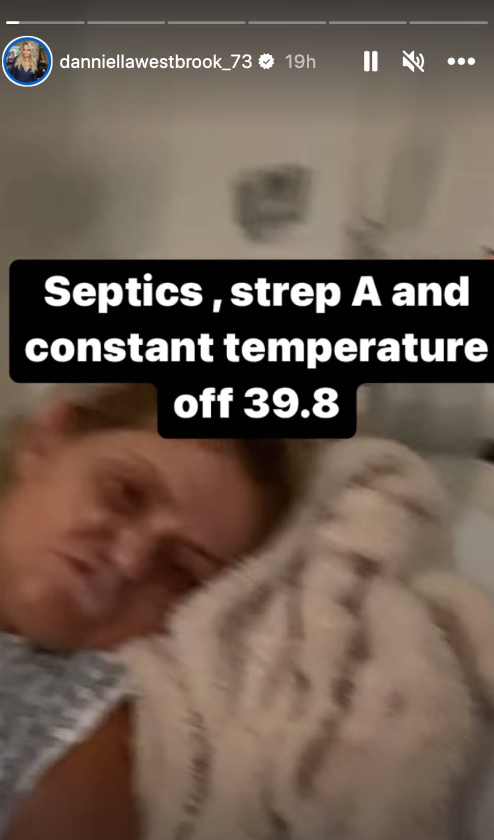 Danniella Westbrook shares an Instagram Story showing her in hospital