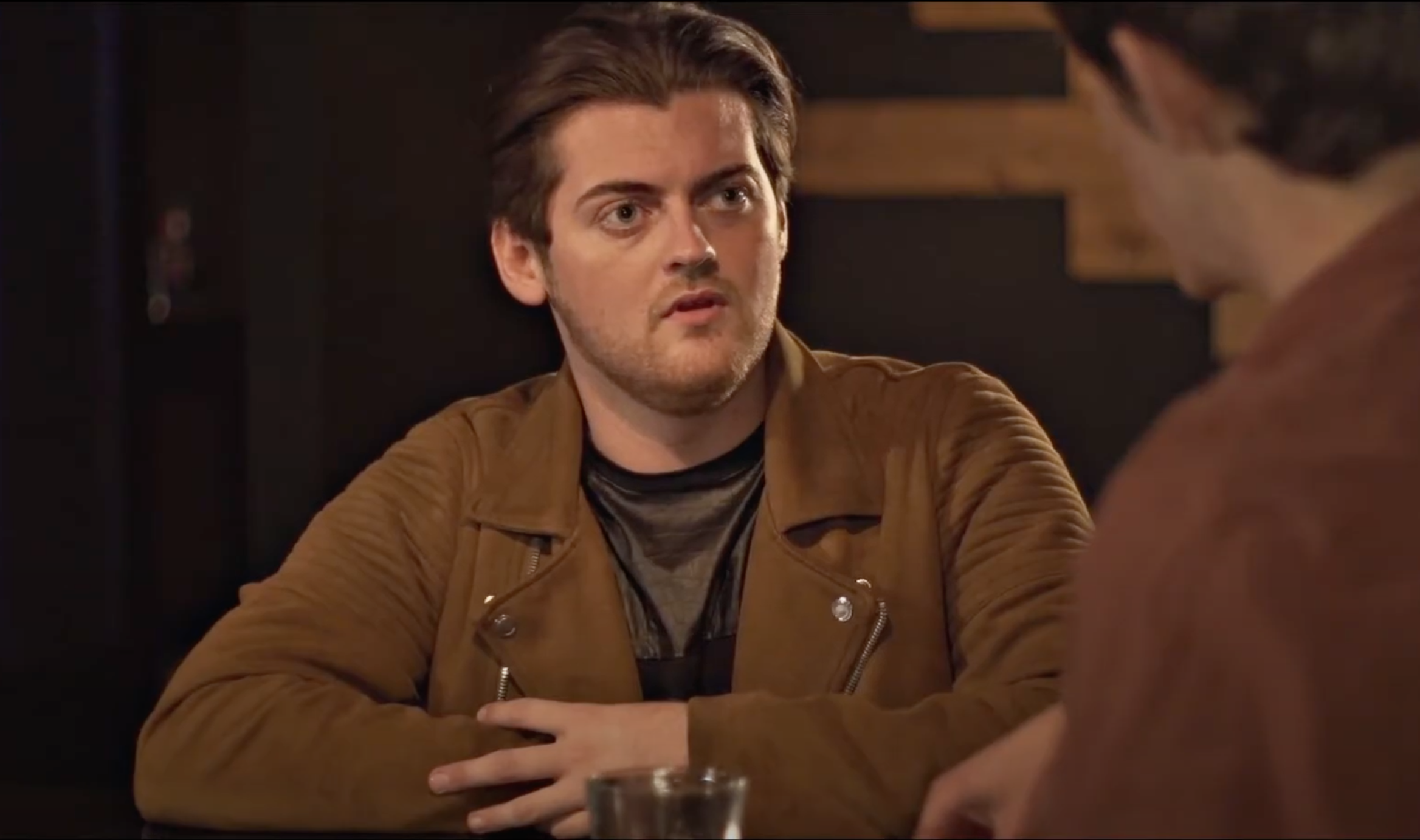 Waterloo Road actor Reece Donnelly looking concerned