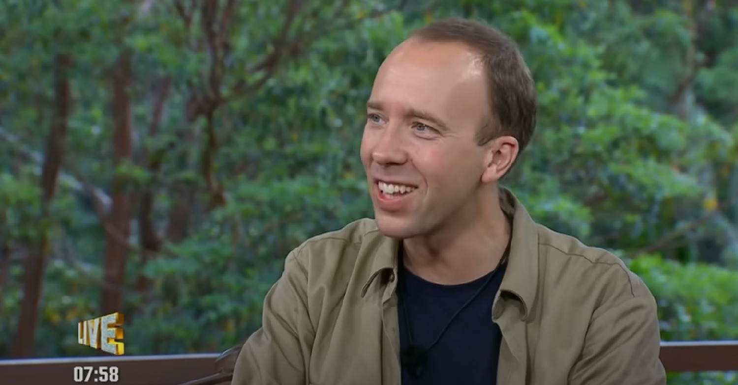 Matt Hancock smiling during I'm A Celebrity exit interview