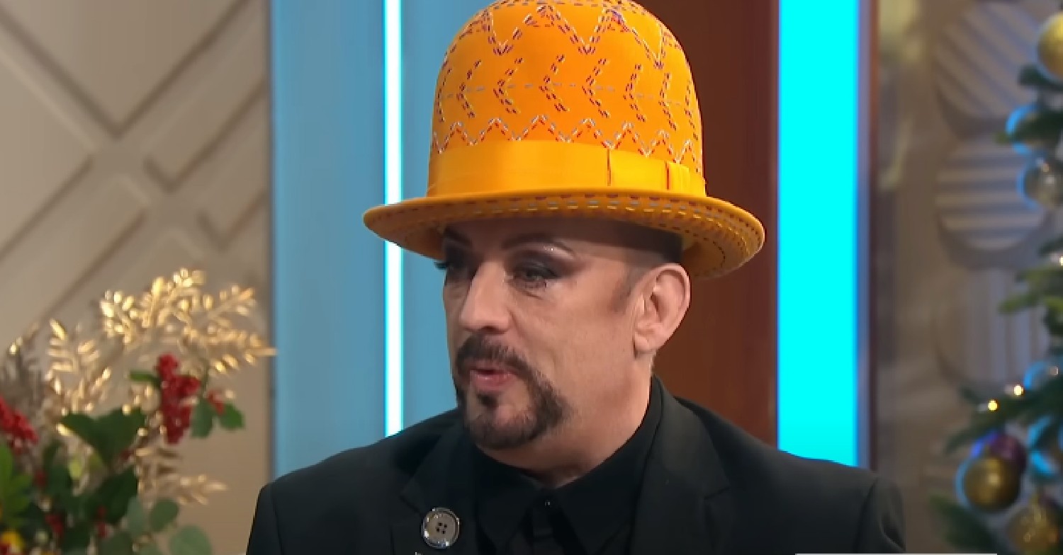 Boy George in orange hat on Lorraine