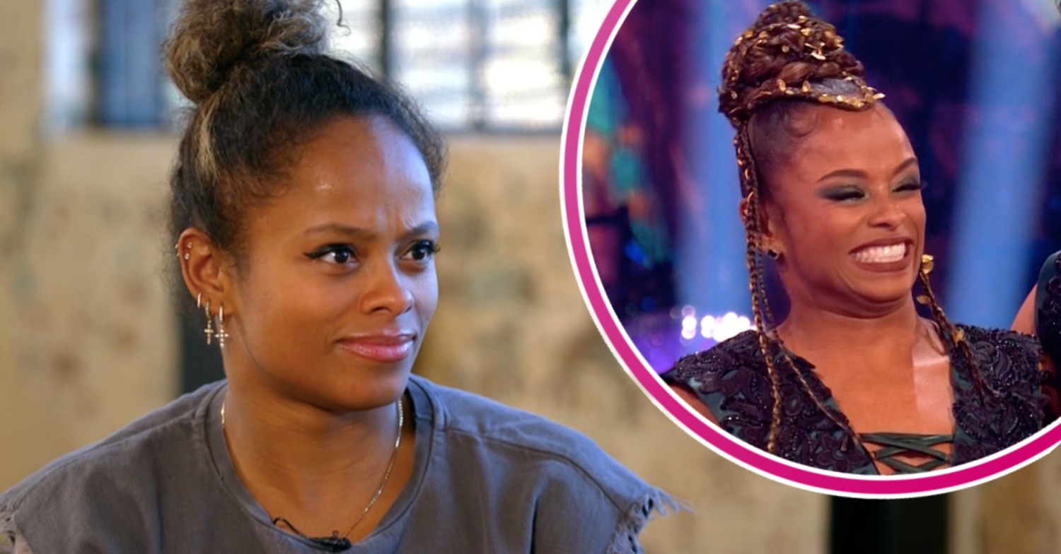 Fleur East frowning and smiling on Strictly Come Dancing