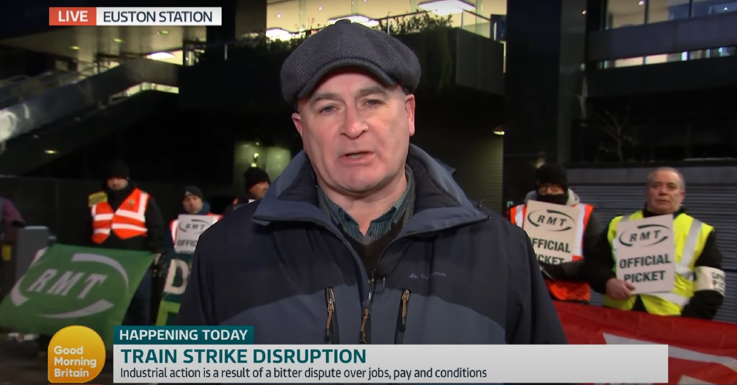 Mick Lynch at the picket line on GMB today