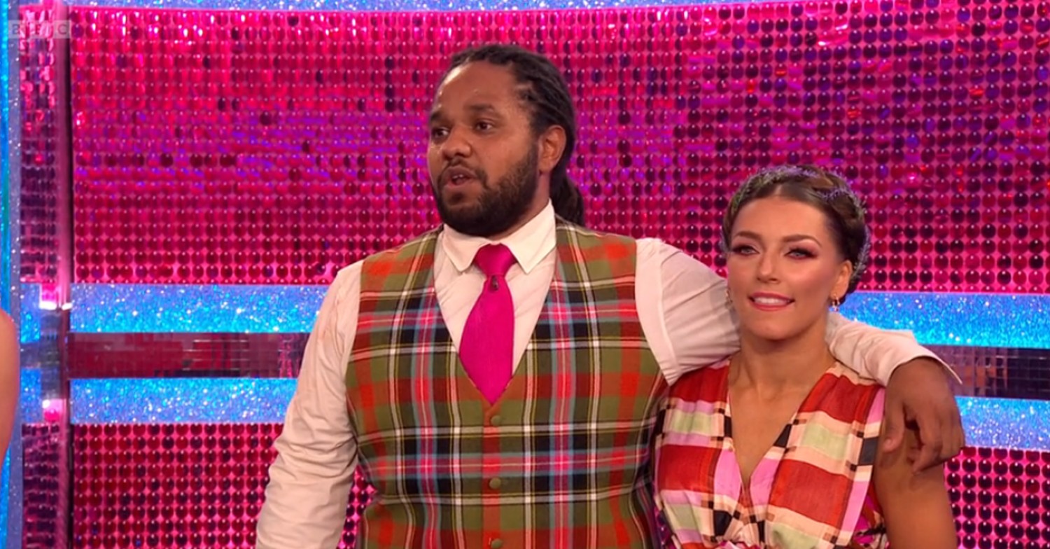 Hamza Yassin with his arm around Jowita on Strictly semi final