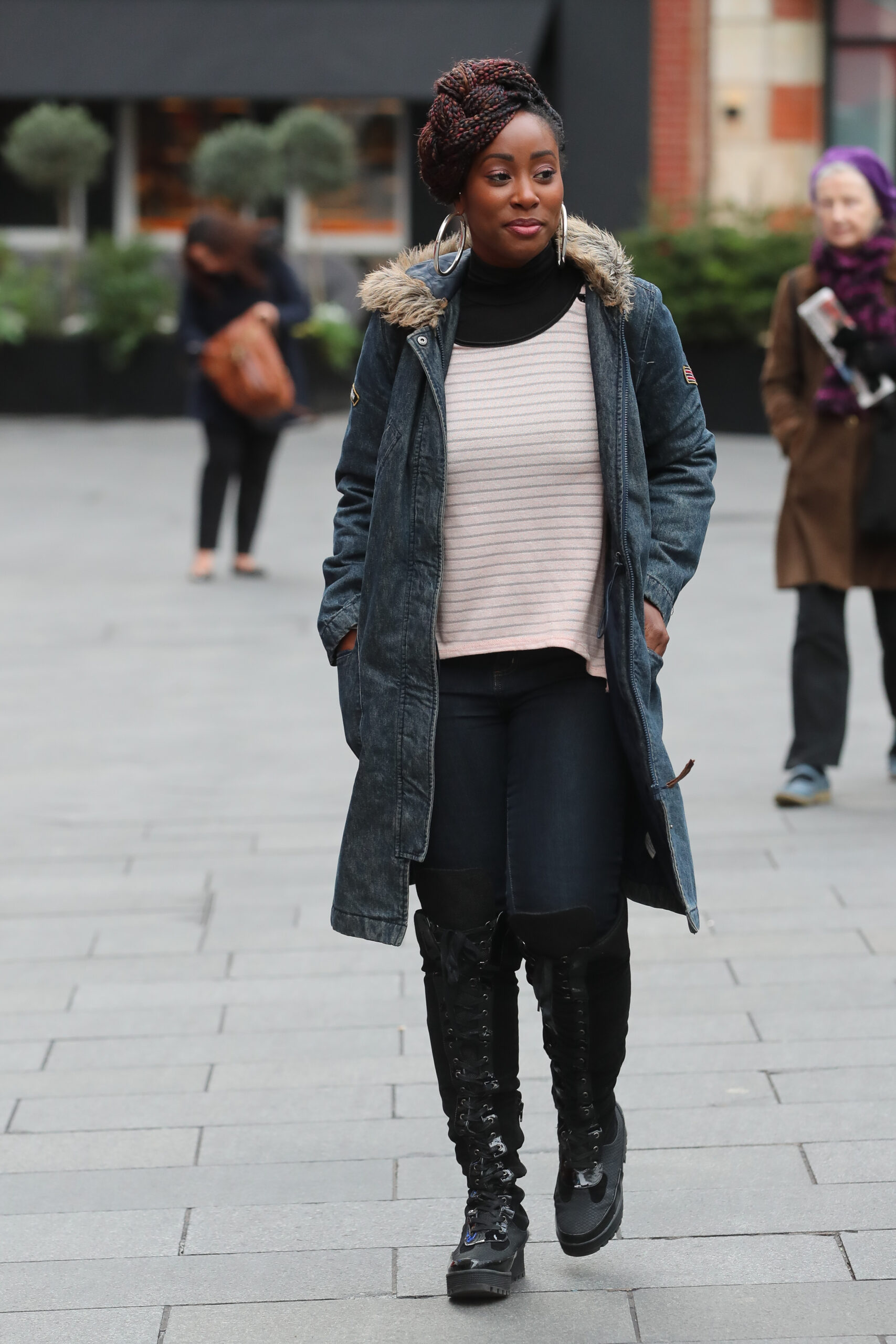 I'm A Celebrity star Scarlette Douglas in London wearing a jacket