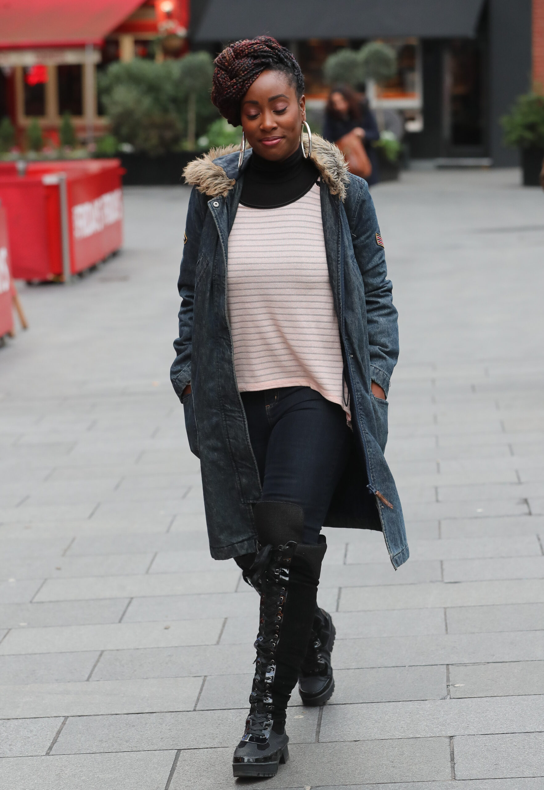 I'm A Celebrity star Scarlette Douglas in London wearing a jacket