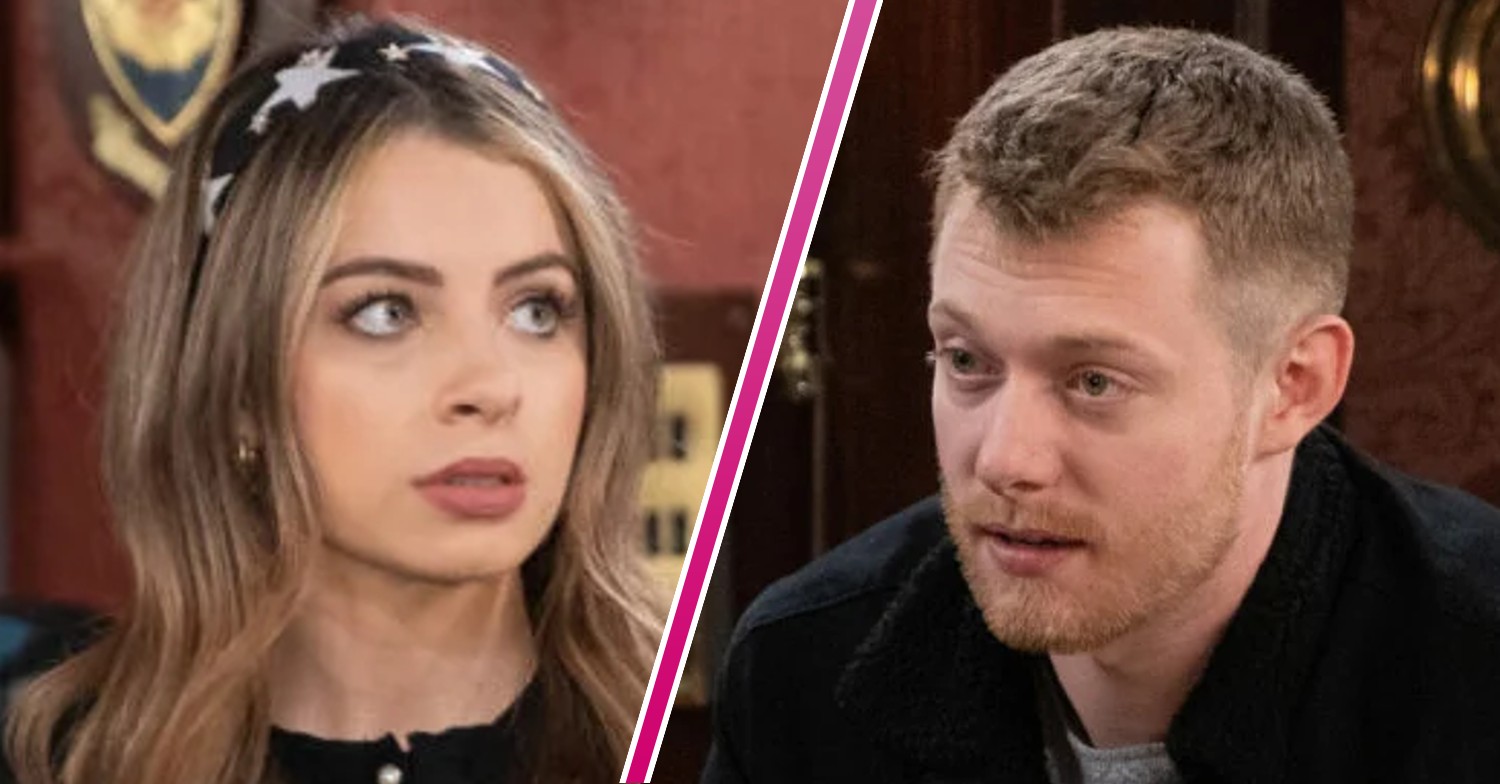 Coronation Street's Daisy and Daniel look worried in split image