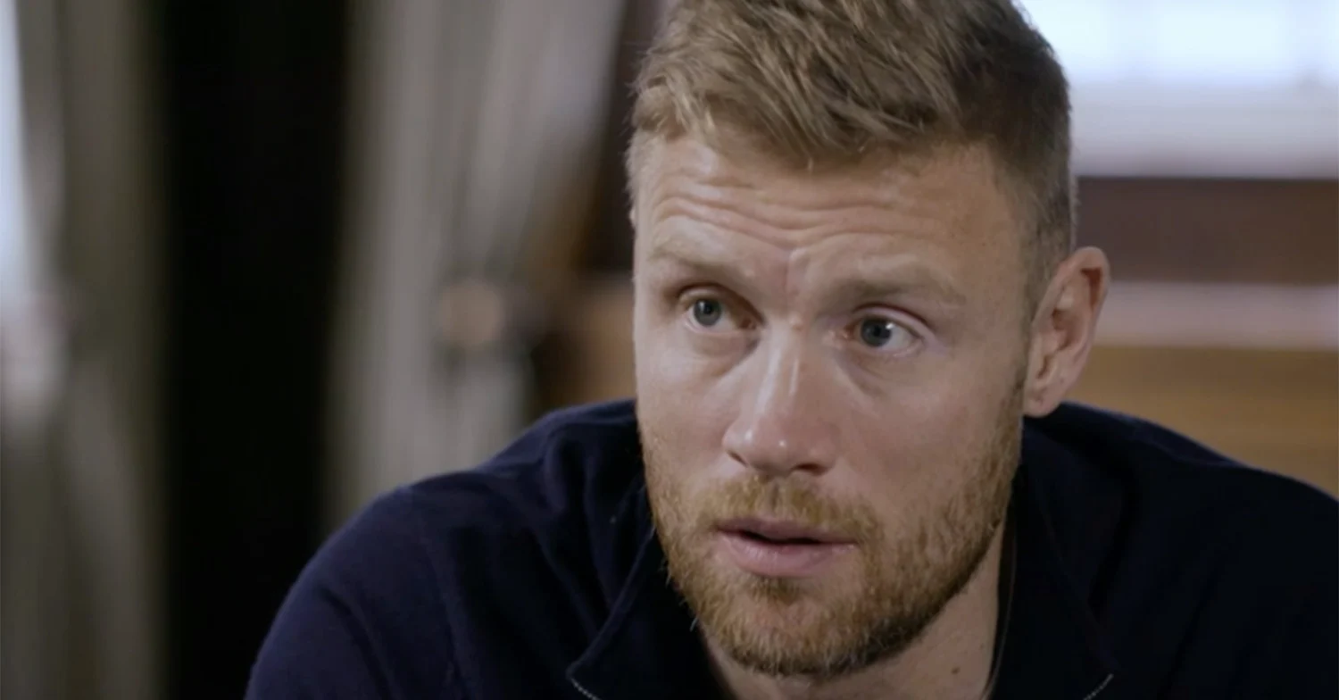 Freddie Flintoff of Top Gear fame looking concerned 