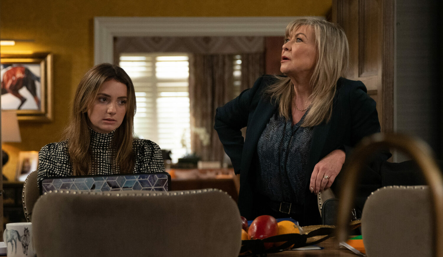 Gabby and Kim are looking annoyed at Home Farm