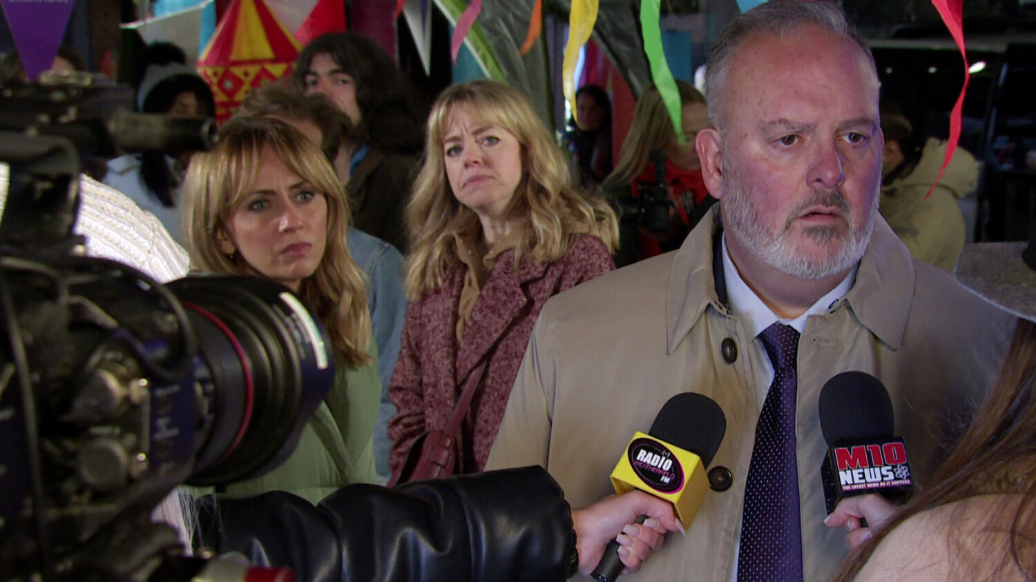 Len talking in a TV interview in Coronation Street